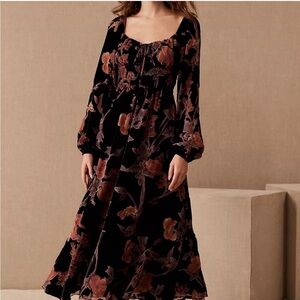 anthropologie X Hutch Oona Floral Velvet Dress SZ 1X